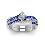 Load image into Gallery viewer, marquise-cut-simple-diamond-twisted-vine-bridal-ring-sets-with-blue-sapphire-in-14K-white-gold-FD8233MQGSABL-NL-WG
