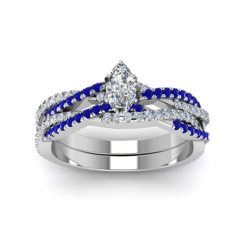marquise-cut-simple-diamond-twisted-vine-bridal-ring-sets-with-blue-sapphire-in-14K-white-gold-FD8233MQGSABL-NL-WG