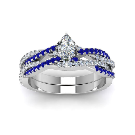 marquise-cut-simple-diamond-twisted-vine-bridal-ring-sets-with-blue-sapphire-in-14K-white-gold-FD8233MQGSABL-NL-WG