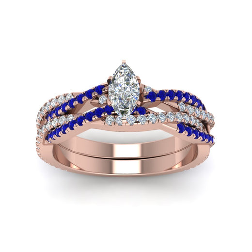 marquise-cut-simple-diamond-twisted-vine-bridal-ring-sets-with-blue-sapphire-in-18K-rose-gold-FD8233MQGSABL-NL-RG