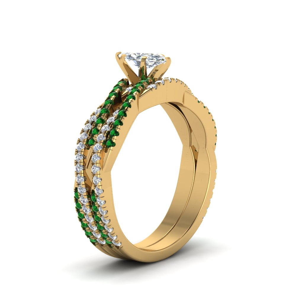 marquise-cut-simple-diamond-twisted-vine-bridal-ring-sets-with-emerald-in-18K-yellow-gold-FD8233MQGEMGR-NL-YG