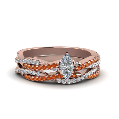 marquise-cut-simple-diamond-twisted-vine-bridal-ring-sets-with-orange-sapphire-in-14K-rose-gold-FD8233MQGSAOR-NL-RG