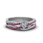 Load image into Gallery viewer, marquise-cut-simple-diamond-twisted-vine-bridal-ring-sets-with-pink-sapphire-in-14K-white-gold-FD8233MQGSADRPI-NL-WG
