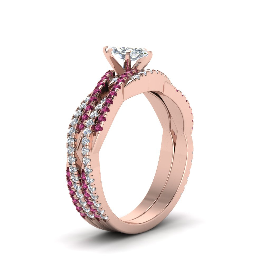 marquise-cut-simple-diamond-twisted-vine-bridal-ring-sets-with-pink-sapphire-in-18K-rose-gold-FD8233MQGSADRPI-NL-RG