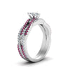 Load image into Gallery viewer, marquise-cut-simple-diamond-twisted-vine-bridal-ring-sets-with-pink-sapphire-in-18K-white-gold-FD8233MQGSADRPI-NL-WG