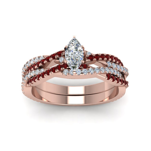 marquise-cut-simple-diamond-twisted-vine-bridal-ring-sets-with-ruby-in-14K-rose-gold-FD8233MQGRUDR-NL-RG