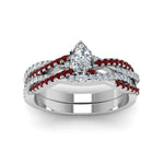 Load image into Gallery viewer, marquise-cut-simple-diamond-twisted-vine-bridal-ring-sets-with-ruby-in-18K-white-gold-FD8233MQGRUDR-NL-WG
