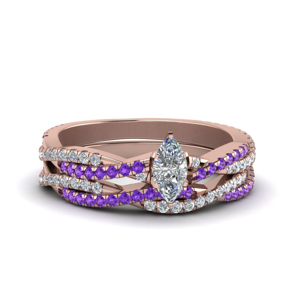 marquise-cut-simple-diamond-twisted-vine-bridal-ring-sets-with-violac-topaz-in-14K-rose-gold-FD8233MQGVITO-NL-RG