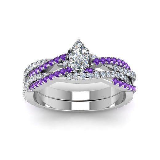 marquise-cut-simple-diamond-twisted-vine-bridal-ring-sets-with-violac-topaz-in-14K-white-gold-FD8233MQGVITO-NL-WG