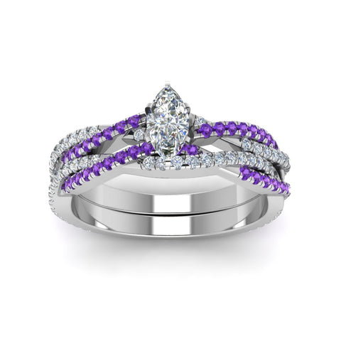 marquise-cut-simple-diamond-twisted-vine-bridal-ring-sets-with-violac-topaz-in-18K-white-gold-FD8233MQGVITO-NL-WG