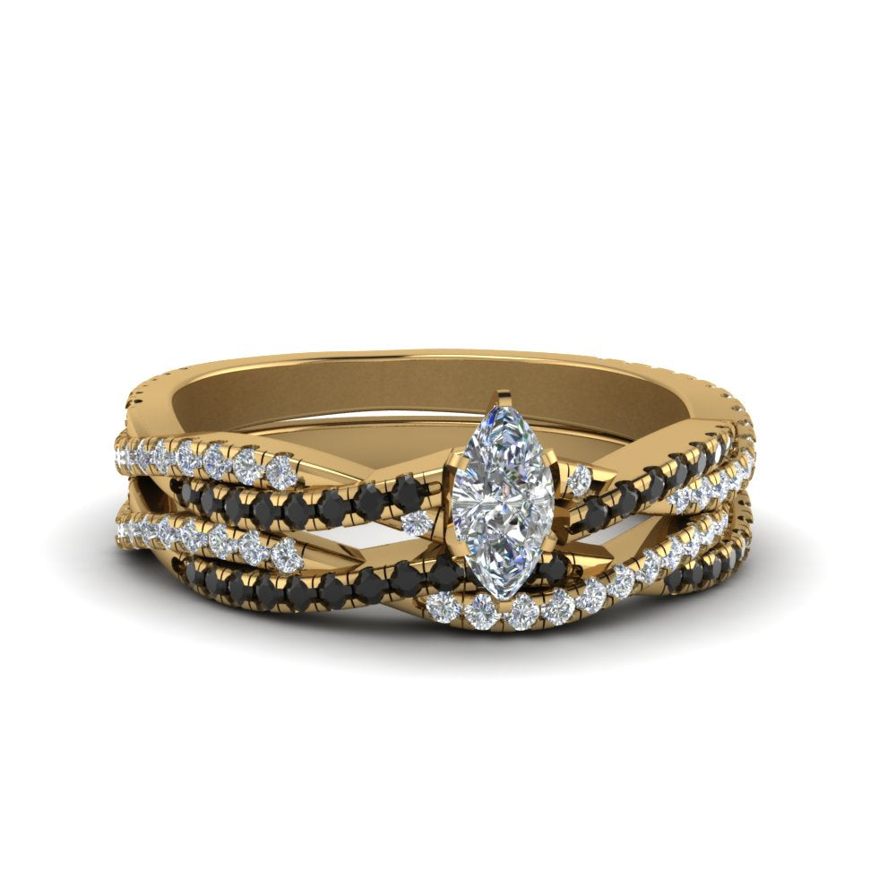 marquise-cut-simple-twisted-vine-bridal-ring-sets-with-black-diamond-in-14K-yellow-gold-FD8233MQGBLACK-NL-YG