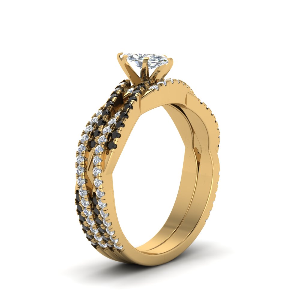 marquise-cut-simple-twisted-vine-bridal-ring-sets-with-black-diamond-in-18K-yellow-gold-FD8233MQGBLACK-NL-YG