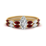 Load image into Gallery viewer, marquise-cut-single-prong-marquise-ruby-engagement-ring-and-band-in-FD9939MQGRUDR-NL-YG
