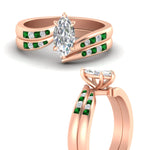 Load image into Gallery viewer, marquise-cut-swirl-channel-diamond-bridal-set-with-emerald-in-rose-gold-FDENS4028MQGEMGR-NL-RG.jpg
