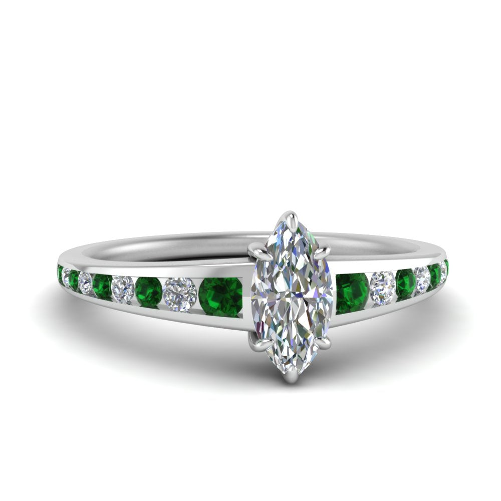 marquise-cut-swirl-engraved-channel-accent-diamond-engagement-ring-with-emerald-in-FD122866MQRGEMGR-NL-WG