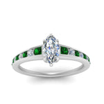 Load image into Gallery viewer, marquise-cut-swirl-engraved-channel-accent-diamond-engagement-ring-with-emerald-in-FD122866MQRGEMGR-NL-WG
