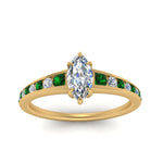 Load image into Gallery viewer, marquise-cut-swirl-engraved-channel-accent-diamond-engagement-ring-with-emerald-in-FD122866MQRGEMGR-NL-YG
