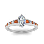 Load image into Gallery viewer, marquise-cut-swirl-engraved-channel-accent-diamond-engagement-ring-with-orange-sapphire-in-FD122866MQRGSAOR-NL-WG
