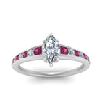 Load image into Gallery viewer, marquise-cut-swirl-engraved-channel-accent-diamond-engagement-ring-with-pink-sapphire-in-FD122866MQRGSADRPI-NL-WG
