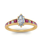 Load image into Gallery viewer, marquise-cut-swirl-engraved-channel-accent-diamond-engagement-ring-with-pink-sapphire-in-FD122866MQRGSADRPI-NL-YG
