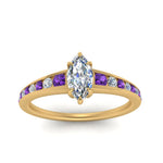 Load image into Gallery viewer, marquise-cut-swirl-engraved-channel-accent-diamond-engagement-ring-with-purple-topaz-in-FD122866MQRGVITO-NL-YG
