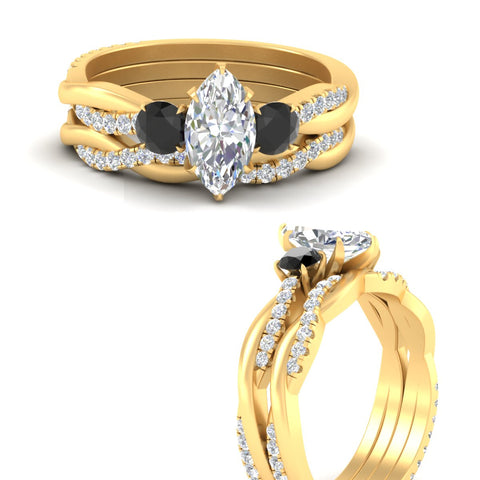 marquise-cut-three-stone-twisted-black-diamond-wedding-band-in-yellow-gold-fdens3301mqgblackangle3-nl-yg.jpg