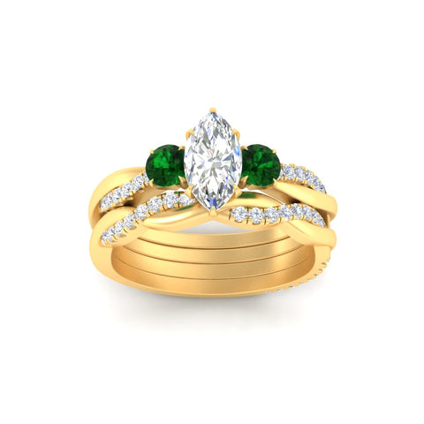 marquise-cut-three-stone-twisted-emerald-wedding-band-in-yellow-gold-fdens3301mqgemgrangle5-nl-yg.jpg