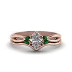 Load image into Gallery viewer, marquise-cut-twisted-diamond-ring-with-matching-curved-band-with-emerald-in-14K-rose-gold-FD8300MQGEMGR-NL-RG.jpg
