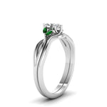 Load image into Gallery viewer, marquise-cut-twisted-diamond-ring-with-matching-curved-band-with-emerald-in-14K-white-gold-FD8300MQGEMGR-NL-WG.jpg
