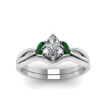 Load image into Gallery viewer, marquise-cut-twisted-diamond-ring-with-matching-curved-band-with-emerald-in-14K-white-gold-FD8300MQGEMGR-NL-WG.jpg

