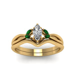 Load image into Gallery viewer, marquise-cut-twisted-diamond-ring-with-matching-curved-band-with-emerald-in-14K-yellow-gold-FD8300MQGEMGR-NL-YG.jpg
