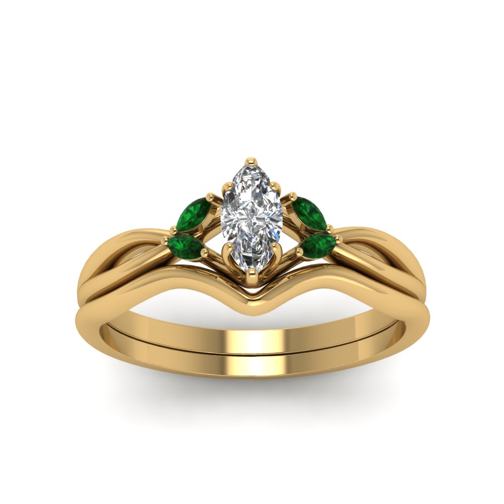marquise-cut-twisted-diamond-ring-with-matching-curved-band-with-emerald-in-14K-yellow-gold-FD8300MQGEMGR-NL-YG.jpg