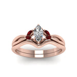 Load image into Gallery viewer, marquise-cut-twisted-diamond-ring-with-matching-curved-band-with-ruby-in-14K-rose-gold-FD8300MQGRUDR-NL-RG.jpg
