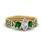 Load image into Gallery viewer, marquise-cut-twisted-floral-prong-emerald-wedding-set-in-yellow-gold-FD10257MQGEMGR-NL-YG?v=1756360005

