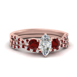 Load image into Gallery viewer, marquise-cut-twisted-floral-prong-ruby-wedding-set-in-rose-gold-FD10257MQGRUDR-NL-RG_04575df7-29ac-4db6-97e4-e0a6e91cc18c?v=1756360138
