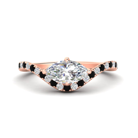 Marquise Cut Curved Pavé Organic Diamond Engagement Ring