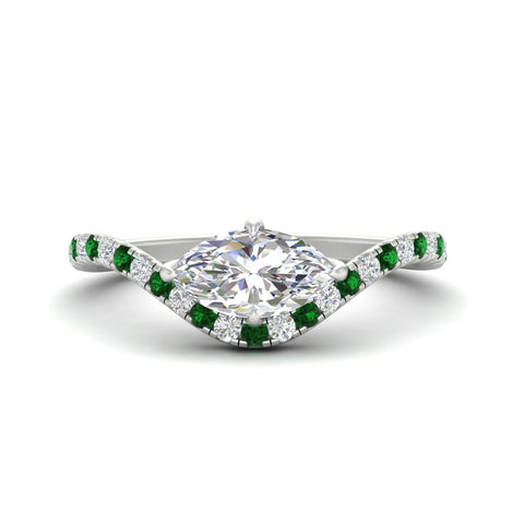 Marquise Cut Curved Pavé Lab Diamond Engagement Ring