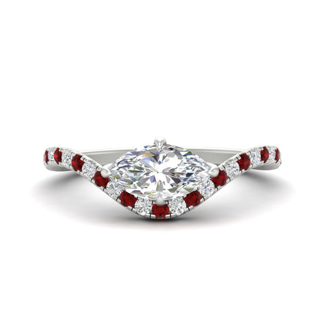 Marquise Cut Curved Pavé Lab Diamond Engagement Ring
