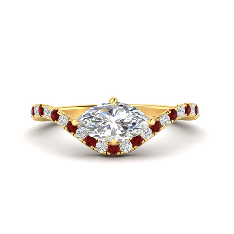 Marquise Cut Curved Pavé Lab Diamond Engagement Ring