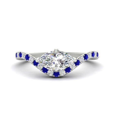 Marquise Cut Curved Pavé Lab Diamond Engagement Ring
