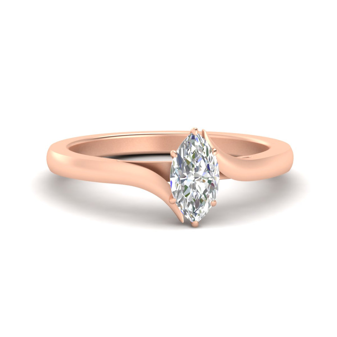 Marquise Cut Twisted Shank Solitaire Engagement Ring