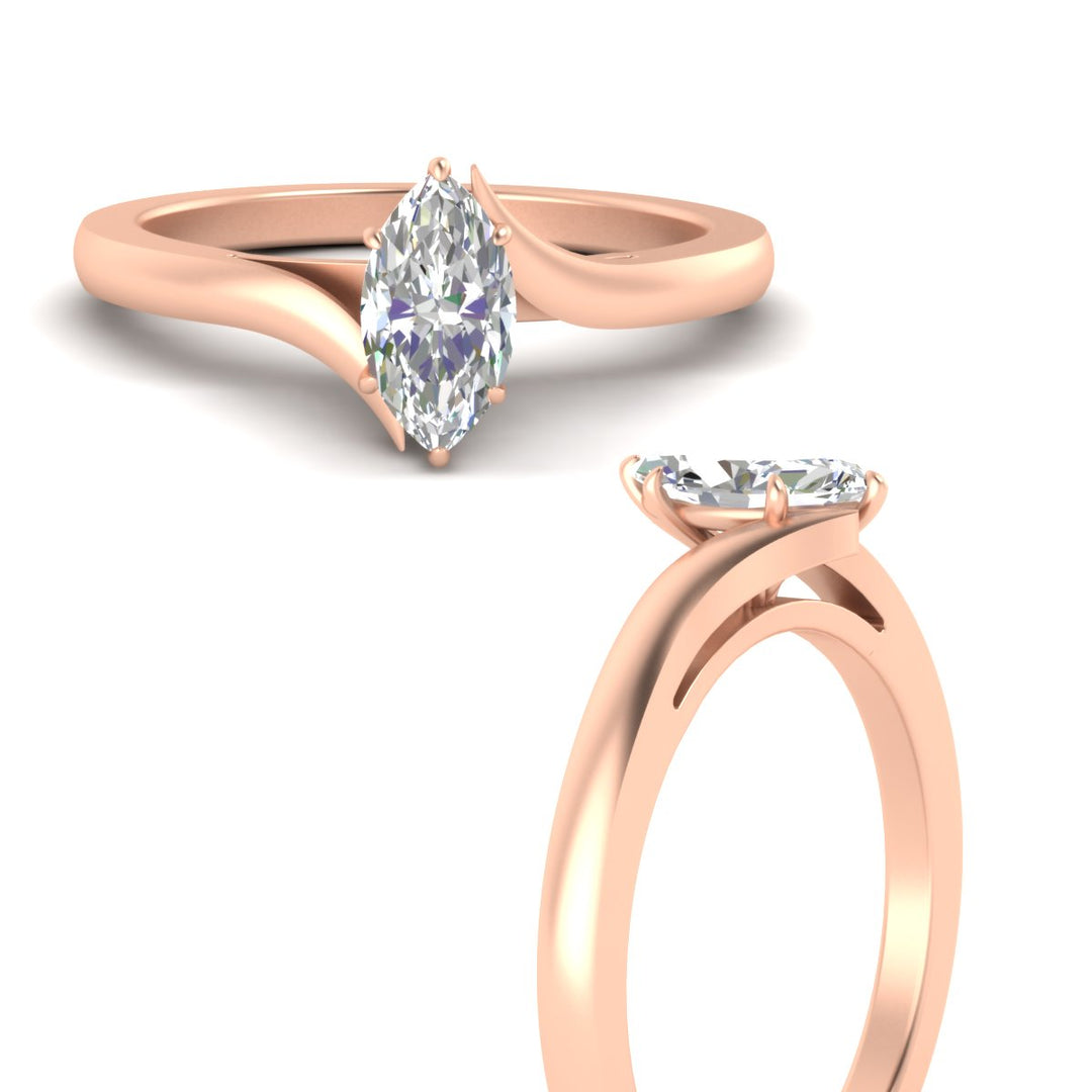Marquise Cut Twisted Shank Solitaire Engagement Ring