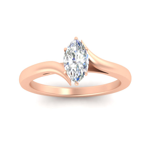 Marquise Cut Twisted Shank Solitaire Engagement Ring