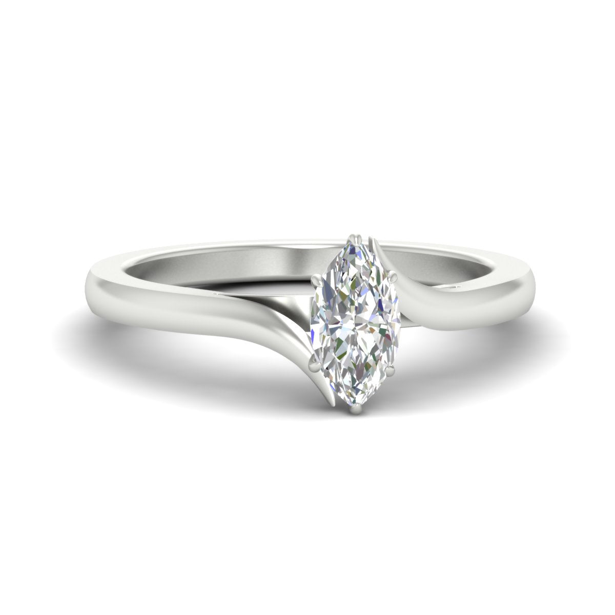 Marquise Cut Twisted Shank Solitaire Engagement Ring