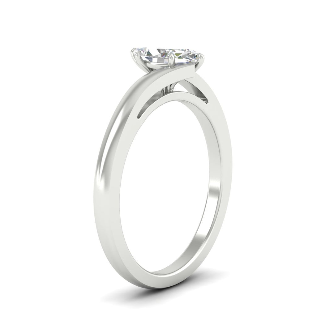 Marquise Cut Twisted Shank Solitaire Engagement Ring