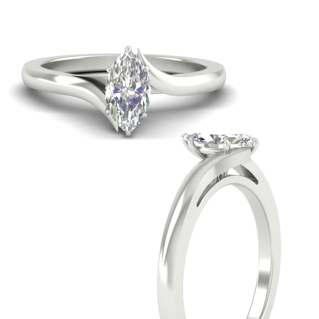 Marquise Cut Twisted Shank Solitaire Engagement Ring