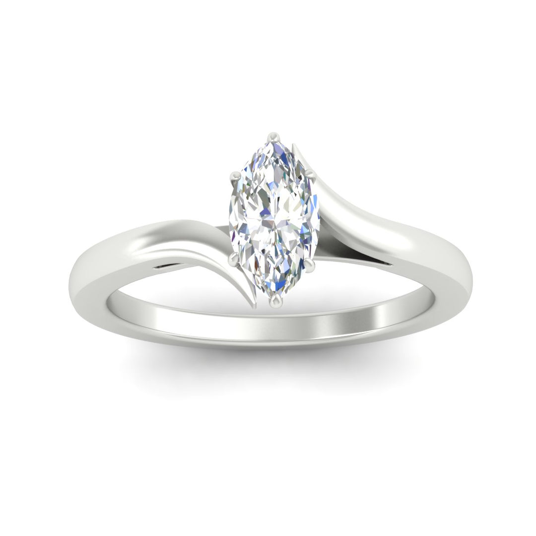 Marquise Cut Twisted Shank Solitaire Engagement Ring
