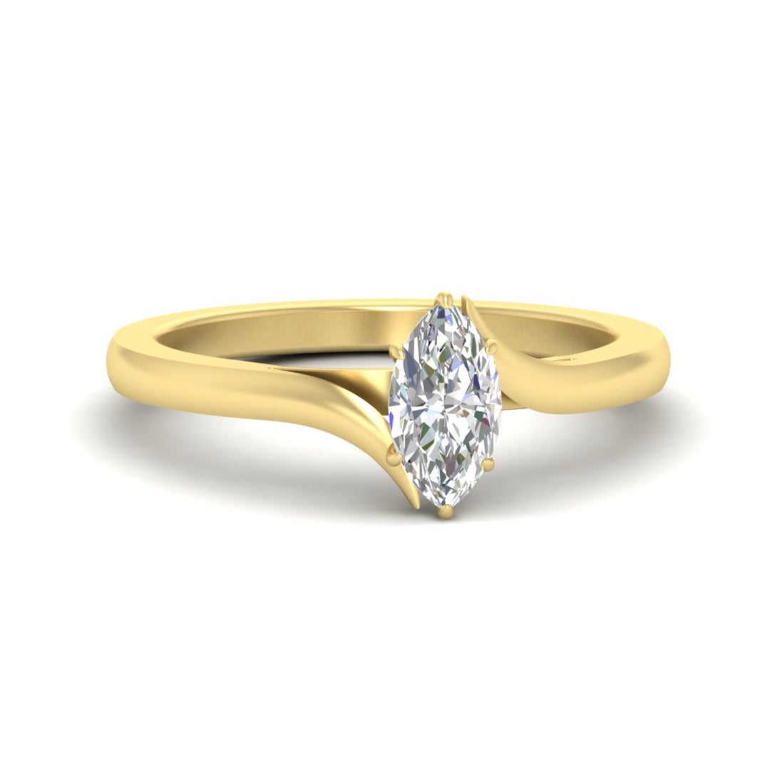 Marquise Cut Twisted Shank Solitaire Engagement Ring