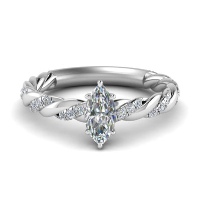 Twisted Marquise Cut Lab Grown Diamond Vine Engagement Ring