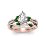 Load image into Gallery viewer, marquise-cut-twisted-vine-luxury-emerald-bridal-ring-set-in-rose-gold-FDENR3211MQGEMGRANGLE3-NL-RG
